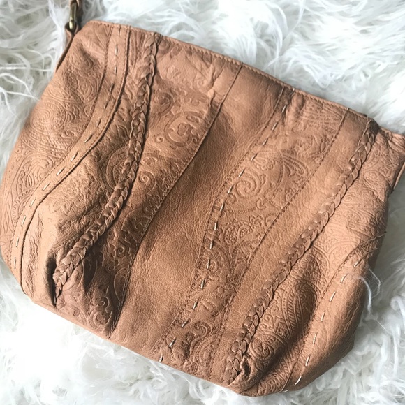 Handbags - Embossed brown leather purse crossbody